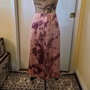 Lulu's Mauve and Purple Tie-Dye Satin Maxi Skirt